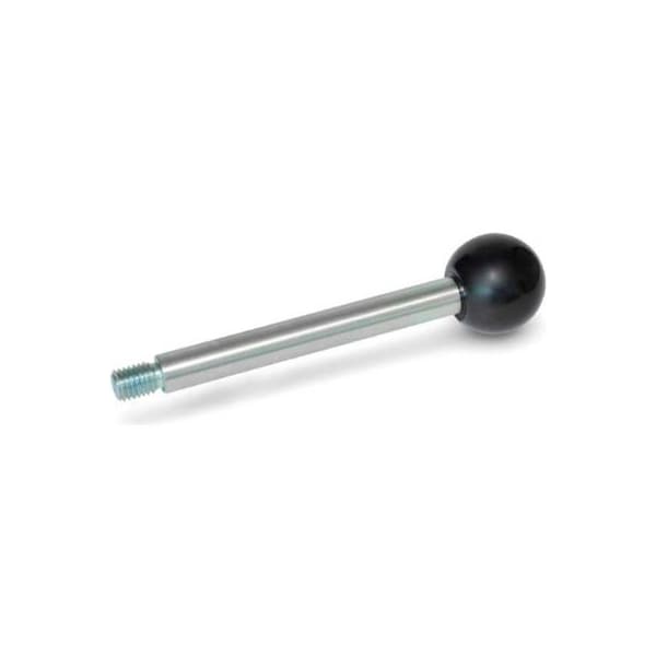 J.W. Winco GN310 Steel Gear Lever w/ Ball Knob 8mm D 80mm L M6x1.0 310-8-80-A-ZB - main